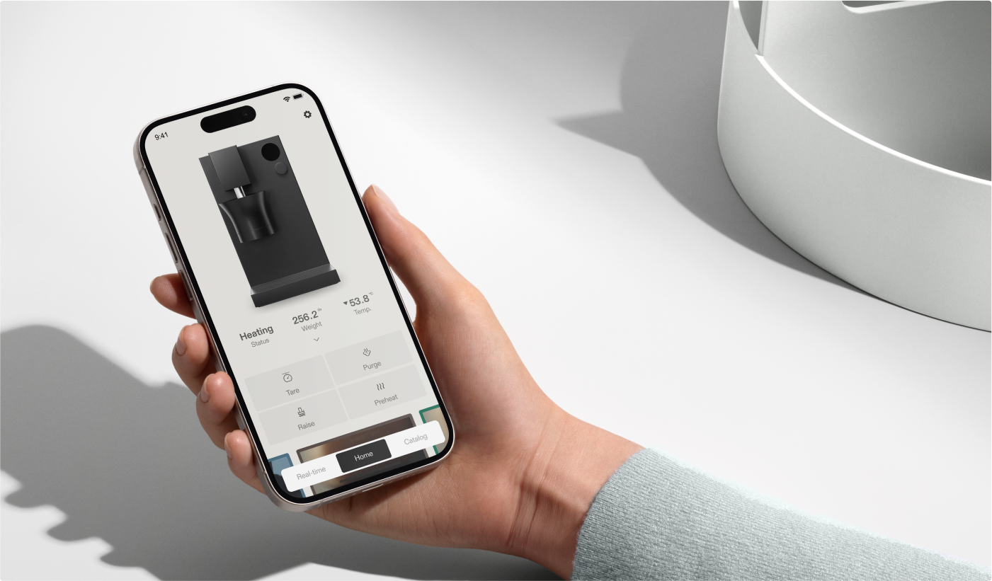 Meticulous app showing espresso pressure and flow profiles