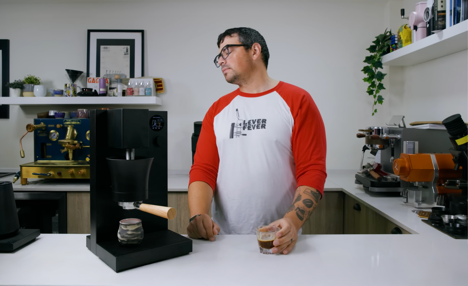 Lance Hedrick with the Meticulous espresso machine